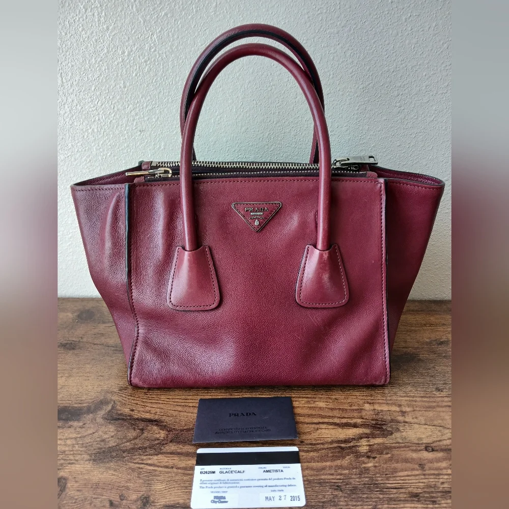 Prada Twin Pocket Glace Calf Tote Bag - Picture 2 of 16